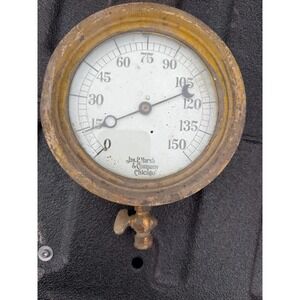 Antique Jas P Marsh Chicago Pressure‎ Gauge 0–150 PSI Steam Industrial Valve